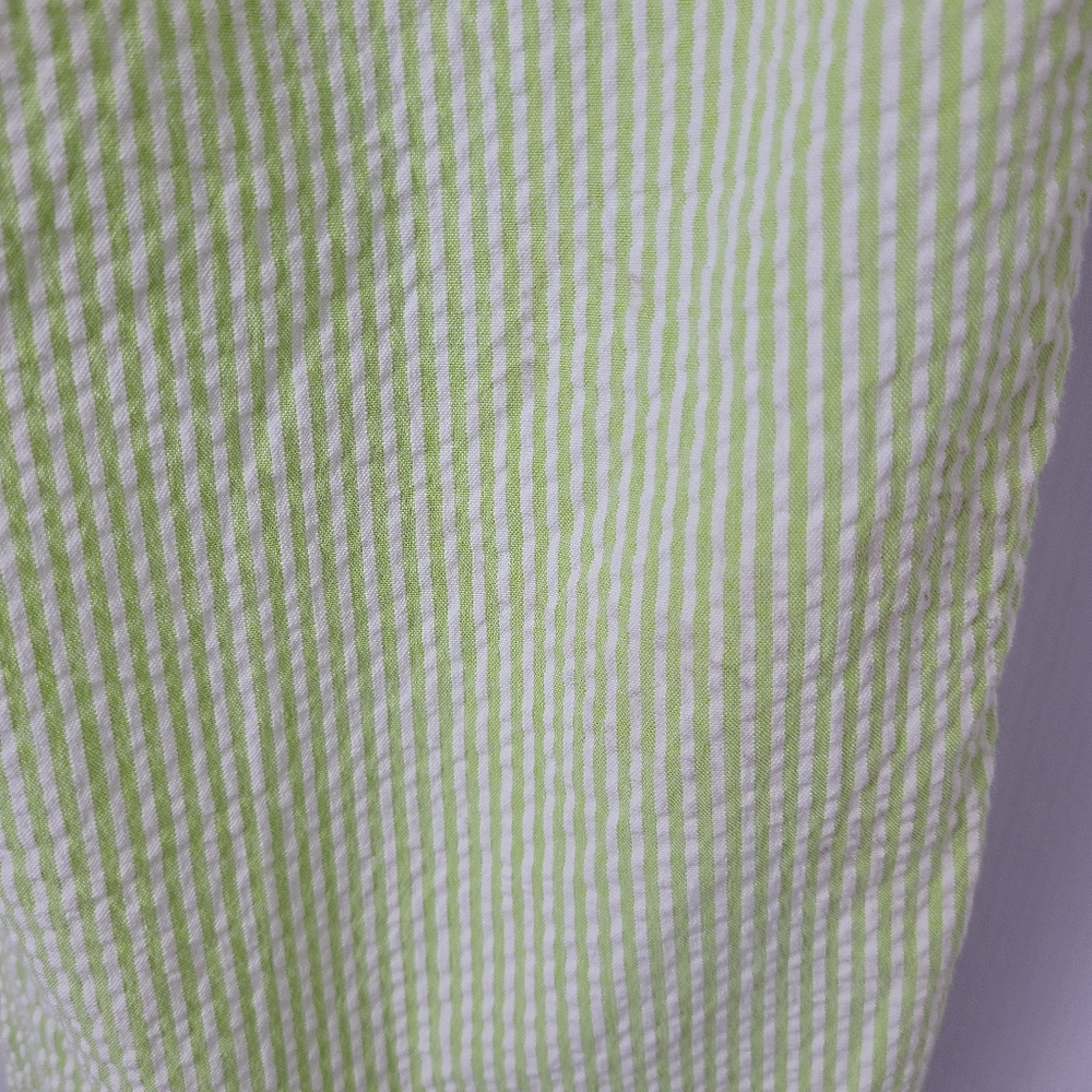 Lilly Pulitzer White Label Green White Striped Seersucker Vintage Cropped Pants - Picture 8 of 10